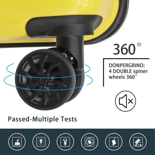 Luggage Sets 3 Piece(20/24/28)-Suitcase Set- Luggage with Wheels-PC   ABS Durable Lightweight Rotating hardshell suitcase 5PCS(Yellow)