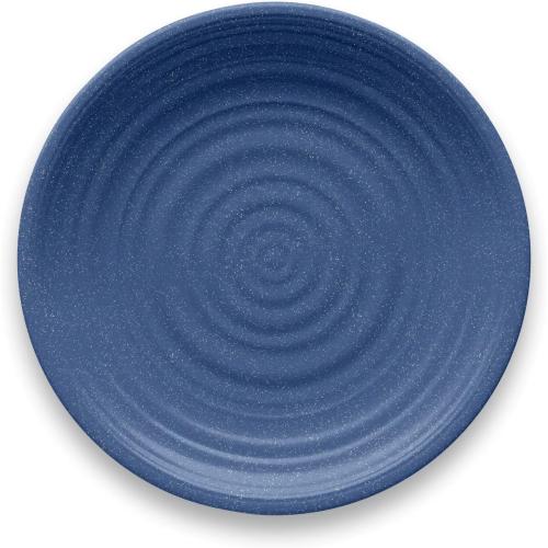 TarHong Planta Artisan Solid Dinner Plate, 10.5, Planta (Majority Plant Based with Melamine Binder), Shatterproof, Indoor/Outdoor Entertaining, Set of 6, Blue Matte