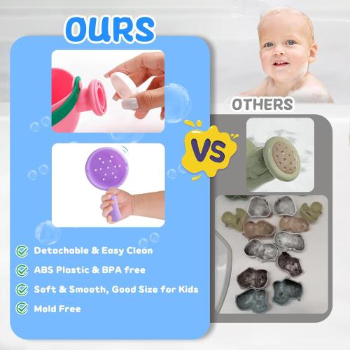 Fajiabao Baby Bath Toys for Kids Ages 1-3 Toddler Bath Toys Mold Free for 2-4 Bathtub Sand Beach Pool Water Toys for 1  Year Old Girl Gifts 5 PCS (Color Random)