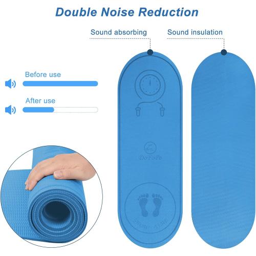 Blue Jump Rope Mat 71/63x24 Larger Non-Slip Indoor Outdoor Exercise Fitness Mat, High-Density Workout Shock Absorption for Home Gym Flooring Concrete Jumping Rope