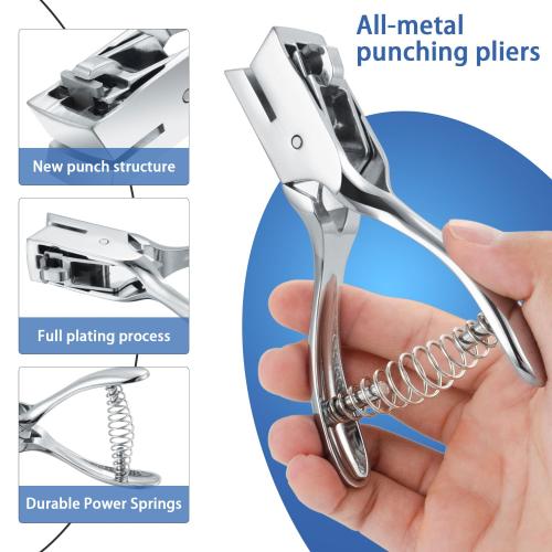 IMLIKE Badge Hole Punch for ID Cards:All Metal Handheld Slot Hole Punch,No Burrs,One Slot Badge Hole Puncher for ID Card,Badge PVC and Blinds Hole, 15mm x 3mm Hole