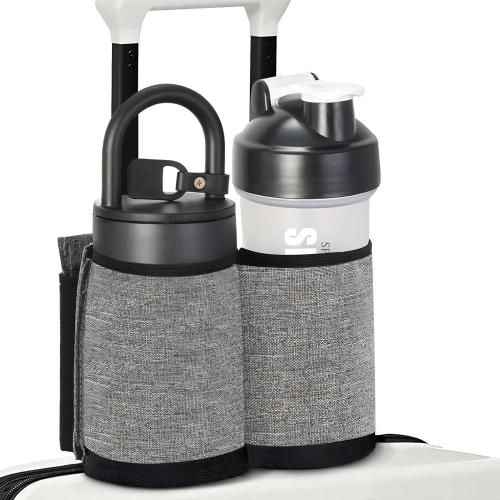 Luggage Cup Holder for Suitcases Free Hands, Travel Accessories, Luggage Cup Caddy Gifts, Beverage Holder, Universal Luggage Accessories for Flight Attendants, Business Travelers, Grey