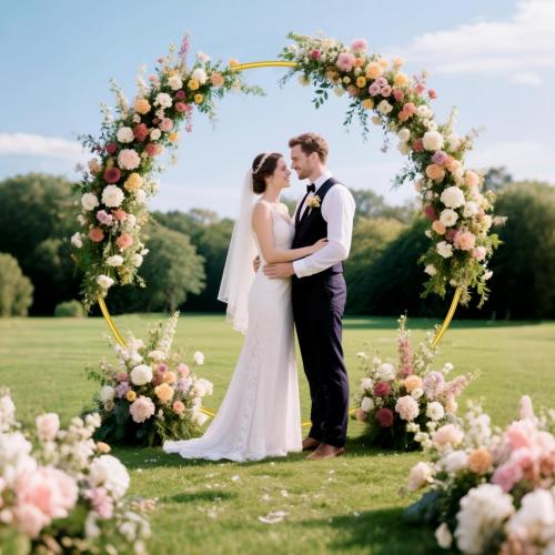 Nisoger Round Arch Stand 6.6FT Circle Balloon Arch Frame Circle Backdrop Stand Gold Round Arch With Storage Bag For Wedding Birthday Party Bridal Shower Anniversary Event Ceremony Decoration