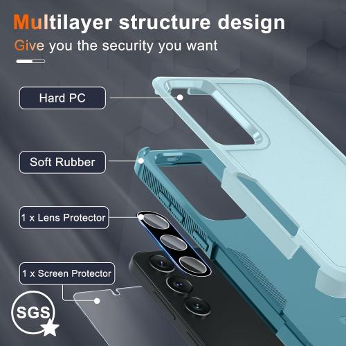 RMOCR Case for Samsung Galaxy S25 Plus, Full Body Heavy Duty Rugged Shockproof Protective Phone Cover with Lanyard Strap, Tempered Glass Screen Protector and Camera Lens Cover, Mint Green | Full Body, Heavy Duty, Rugged, Shockproof, Protective, with Lanya