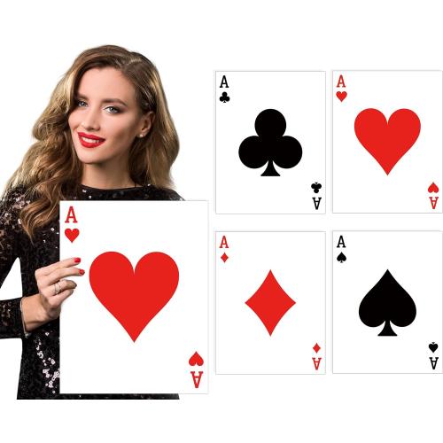 8 Pcs Jumbo Playing Cards 15.8 x 12.6 Inches Large Print Giant Thick Poker Card for Casino Theme Party Decorations Birthday Game Night Party Decor (A)