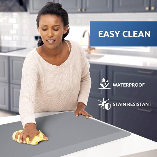 KitchenClouds Kitchen Mat Cushioned Anti Fatigue Rug 17.3x28 Waterproof Non Slip Standing Desk Mat Comfort Floor Mats for Kitchen House Sink Office (Grey)
