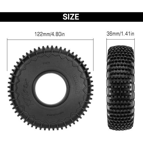 INJORA 1.9 XHX Pin Tires - S5 122 * 36mm Wheel Tires for SCX10 TRX4 1/10 RC Crawler Car Upgrade