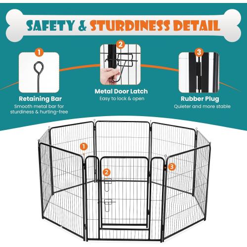 NEWBULIG Dog Playpen Indoors 32 Inch 8 Panels for Small and Medium Dogs Portable and Foldable Pet Fence with Door Heavy Duty Metal Dog Exercise Play Pen for Outdoor Yard