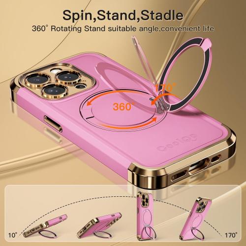 COOLQO for iPhone 14 Pro Max Case 6.7'' Upgraded 360° Spin Magnetic Stand