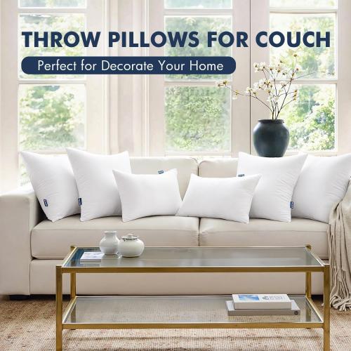 MIULEE Throw Pillows Inserts, Pack of 2 12x20 Inch 100% Virgin Fiber Filling Bed Couch Pillows