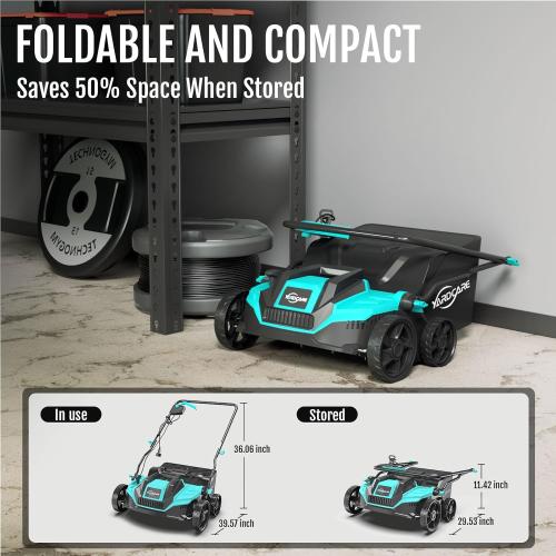 2-in-1 Scarifier and Dethatcher – Deep Soil Revitalization with High-Torque Motor, Adjustable Depth Control, Dual Safety Switch & Removable 10.5-Gallon Thatch Bag