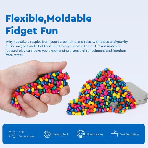 300  Original Ferrite Putty Multicolr, Sensory Stones, Adult Fidget Stress Relief Desk & Office Item, Ferrite Stones Stocking Stuffers Gifts