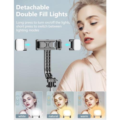 Selfie Stick Tripod with Light, 67'' Tripod with Wireless Remote, Portable Phone Tripod Compatible with iPhone 16/15 Pro Max/15/14 Pro/14/13, Samsung S22/ S23 Ultra/Android Smartphone