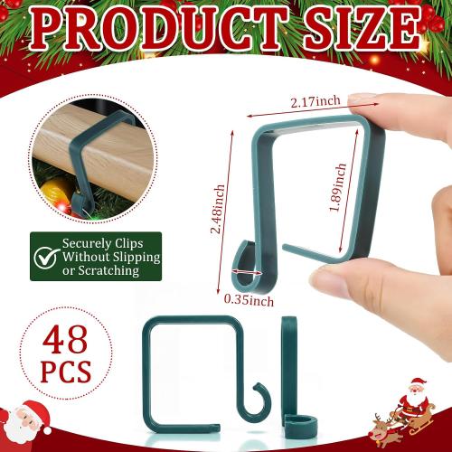 Ripeng 24 Pack Christmas Banister Light Clips for Garland Stockings 2.17 x 2.17 Inch Green Stair Railing Light Clips Banister Hooks for Xmas Holiday Decoration