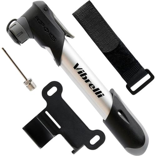 Vibrelli Mini Bike Pump - Presta & Schrader Bicycle Pump - 120 PSI Tire Pump for Road & MTB - No Valve Changing Needed