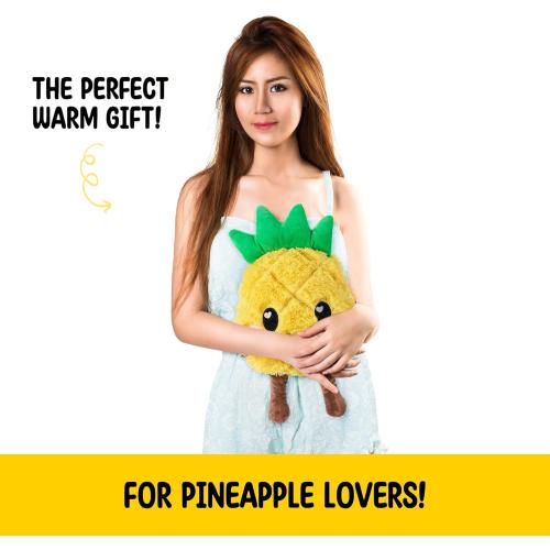 Pineapple Microwavable Unscented Heating Pad for Women and Kids- Cute Soft Cozy Pillow Plush Heatable Warm Stuffed Animals - Kawaii Hot and Cold Plushie Food Toy - Pineapple Gifts for Girls and Boys