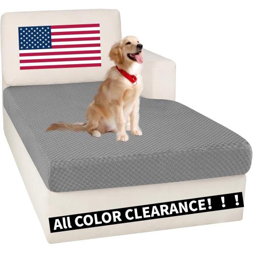 【Clearance】 Sectional Couch Covers for L Shaped Chaise Lounge 1 Piece Separate Cushion Couch Universal Replacement Large Checkered Furniture Protector with Elastic Bottom (Chaise Cover, Light Gray)