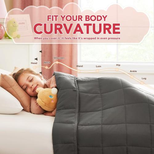 CuteKing Weighted Blanket (7lbs, 40x 60, Grey) Heavy Blanket for 60-80lbs, Weighted Blanket for Cooling & Heating with Premium Glass Beads, Thick Blanket All-Season