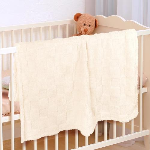 Plush Soft with Square Checkered Baby Blanket,Fleece Infant Toddler Blankets for Girls Boys,Warm Lightweight Breathable Newborn Receiving Blankets for Crib Stroller 30×39(Beige,Square)
