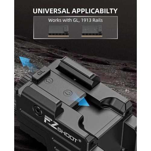 EZshoot 800 Lumens Pistol Flashlight Compatible with Picatinny and GL Rails, Compact Pistol Light with Slide Rail, Rechargeable Gun Light with Strobe Mode for Home Defense and Hunting