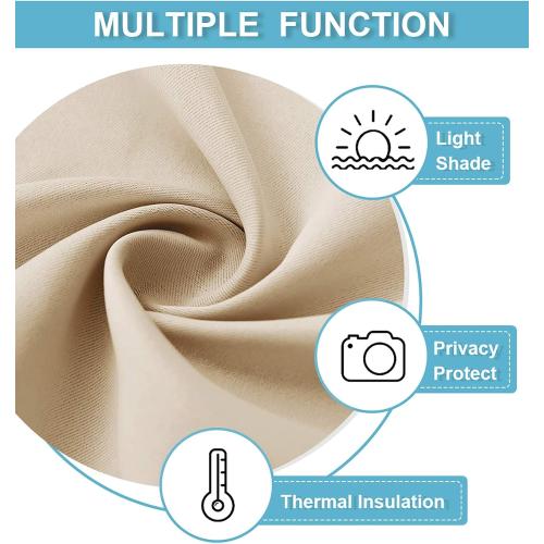 RYB HOME Door Curtains Blackout - Self Stick Tie Up Shades Tricia Window Blinds Light Block Insulating Sidelight, W 26 x L 69 inches, 1 Panel, Biscotti Beige