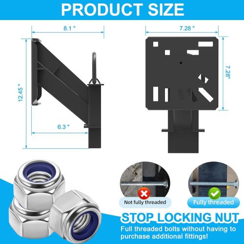 Stake Pocket Spare Tire Carrier,Spare Tire Mount Bracket for Trailer or Large Truck Engineering Vehicle,Fits 5 & 6 & 8 Lugs Wheels on 4.5'',4.75'',5.0,5.32,5.5,6.5,6.7,7.1 or 7.9 Bolt Patterns