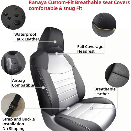 Custom 1:1 Fit Corolla Cross Seat Covers for (Gas Only) 2022–2026 | for Toyota Corolla Cross L, LE, XLE, Front & Rear, Waterproof Leatherette, Airbag Compatible,Pet & Kid Friendly,Black&Grey