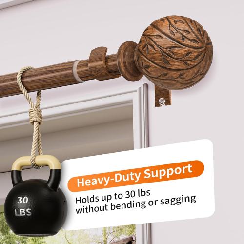 Wood Curtain Rods for Windows 18-45 Adjustable Window Treatment Rods