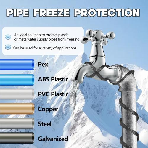 5.5FT(3FT~200FT) Heat Tape for Water Pipes, -40°F Deicing Heating Cable, Freeze Protected Water Pipe Heating Cable, Heated Water Hose, Plumbing Fixtures, 120V 5W/ft Plumbing Fixtures