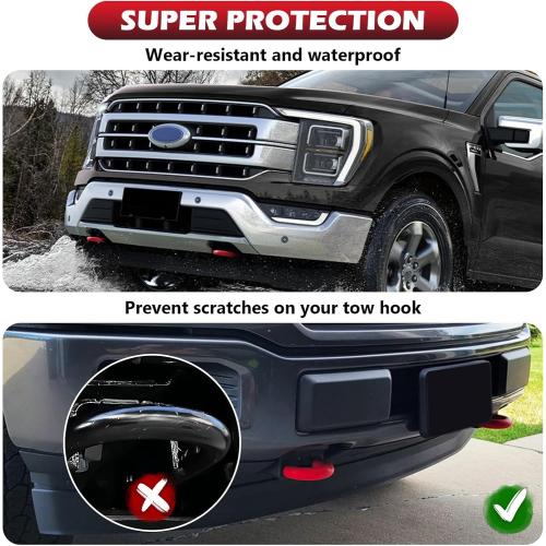 Tow Hooks Covers for Ford F150 2004-2026 Bronco Base/Big Bend/Outer Banks 2021-2026 Compatible with Toyota Tundra Accessories 2017-2021 (Red)