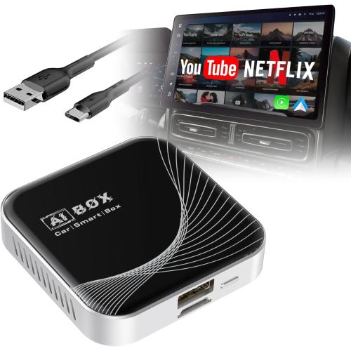 3-in-1 Wireless CarPlay Adapter & Android Auto Wireless Adapter, Plug & Play, Easy Setup, Supports Netflix, YouTube, TF Card, and More for Cars with OEM Wired CarPlay/Android Auto