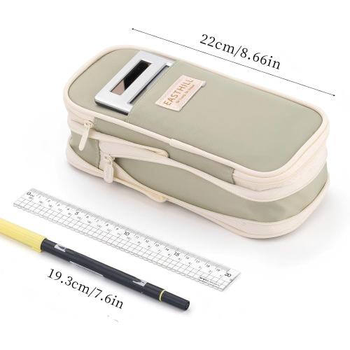 EASTHILL Big Capacity Pencil Case Large Pencil Pouch Stationery Pen Bag for Teen Girls-Green