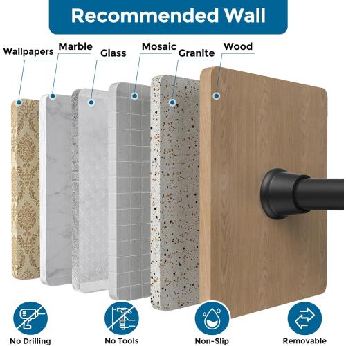 AIZESI 24-46 Inch Black Tension Rod, 4Pcs Spring Tension Curtain Rod, No Drilling, Adjustable for Window, Kitchen, Closet, Doorway