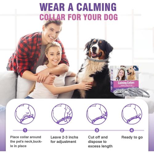 Tcllka Relief Anxiety Stress Separation 25 Inches Size Flexible Adjustable for All Small Medium and Large Dog Calming Collar for Dogs 4 Packs