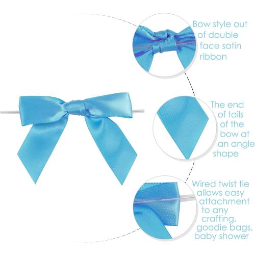 AIMUDI 6 Colors Rainbow Ribbon Twist Tie Bows 3.5 Premade Satin Ribbon Bows for Pride Day Pre-Tied Mini Bows for Crafts, Gift Wrapping, Baby Shower, Birthday, LGBT Party Favors - 60 Counts