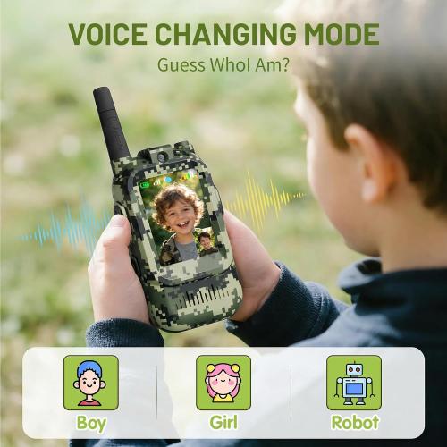 Walkie Talkie for Kids with Video: 2 Pack Rechargeable Toddler Toys with HD Camera & Voice Changer, Long Range Gift Toys for Boy & Girl Age 3-8 for Outdoor Play, Camping, 500m Range