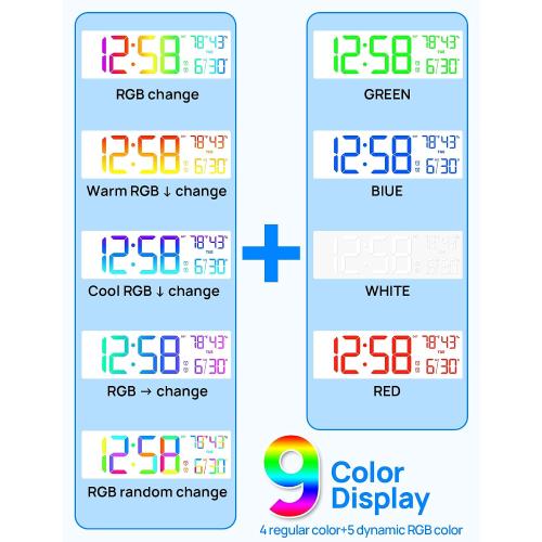 18.5 Large Digital Wall Clock, Big LED Display Clocks with Remote Control, Digital Clock with Night Light, Alarm, Countdown, DST, Temperature for Living Room Bedroom Office, Gift for Seniors (White)