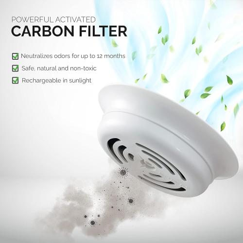 Secret Litter Box by Bundle & Bliss - Hidden Litter Box Enclosure, Patented Design with Odor Control,(NOT INCLUDED Faux Plant, Carbon Filter and Real Stones) Vivid White