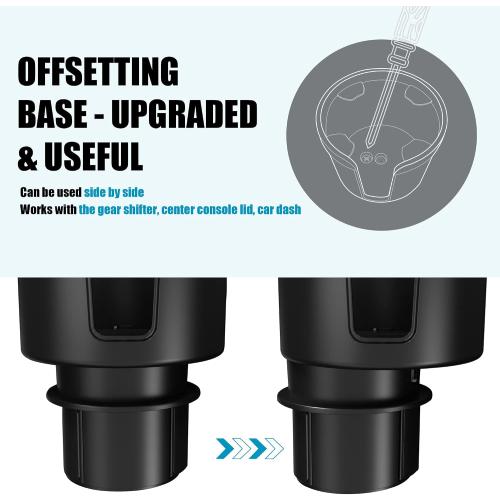 Upgraded Car Cup Holder Expander Adapter with Offset Adjustable Base, Compatible with Yeti 14/24/36/46oz Ramblers, Hydro Flasks 32/40oz, Other Large Bottles Mugs in 3.5-4.0, 2 Pack