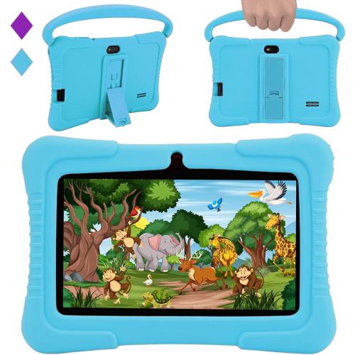 Veidoo Kids 7 Android Tablet PC, 2GB RAM, 32GB ROM, Safety Eye Protection, WiFi, Dual Camera, Games, Parental Control APP, Blue Silicone Case