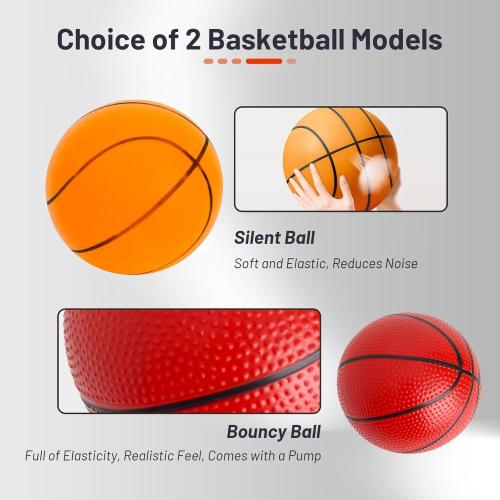 Efficraft Mini Basketball Hoop Indoor 25 Inch, Adjustable-Height Wall Mounted Hoop, Silent Basketball Backboard&Rim, Indoor Wall Basketball Hoop Shatter-Proof, Mini Hoop 2 Ball