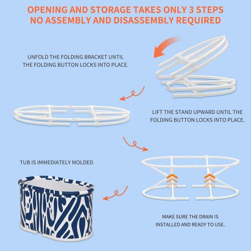 31.5 Extra Large Portable Bathtub, Foldable bathtub for adults,Family Soaking Tub, Affordable,Lightweight,One second collapsible bathtub (Oval, Blue Bowen)