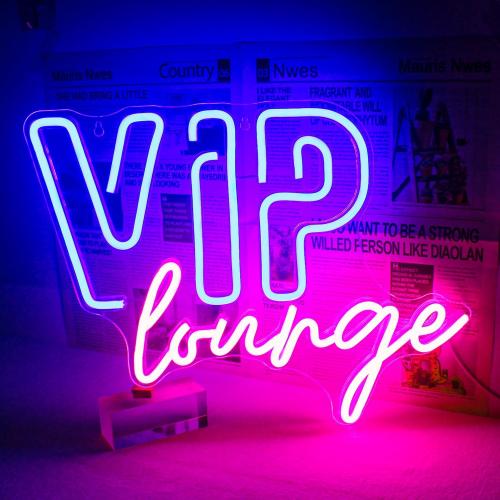 Horseneon VIP Lounge Neon Signs for Wall Decor, VIP Neon Lights Signs for Room Decor, Led Light Up Sign with USB Powered for Bar, Hotel, Cafe, VIP Room, Home Decoration (Blue&Pink)