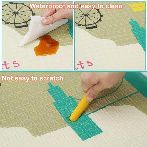 78 X 70 Baby Play Mat Floor Mat Foam Playmat, Non-Toxic Foldable Waterproof Crawling Mat for Toddlers and Infants