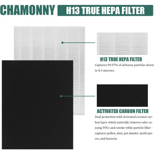 D480 True HEPA Replacement Filter D4, Compatible with WIN-IX D480 Air Purifier, Compare to WIN-IX D4 Filter, Item Number 1712-0100-00, 2 H13 True HEPA Filters   8 Activated Carbon Pre-Filters