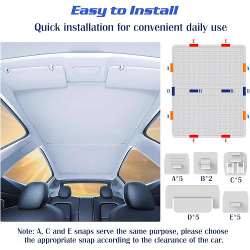 2025 Upgrade Tesla Model Y Sunshade Roof [No Gaps, No Sag] Heat Insulation Foldable Glass Roof Sun Shade with Nano Ice-Crystal Coatings, Accessories for Tesla Model Y 2020-2025, Tesla Interior