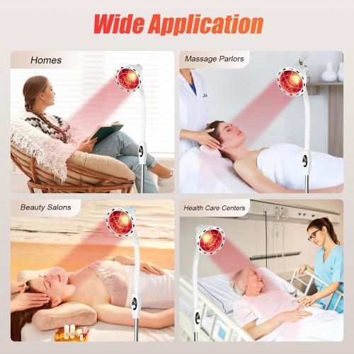 275W NIR Heat Lamp, Infrared Light for Pain and Muscle Soreness, Standing Heat Lamp, 360° Angle Adjustable, Knob On/Off, Temperature Range 0-115 ° C /32-239 ° F