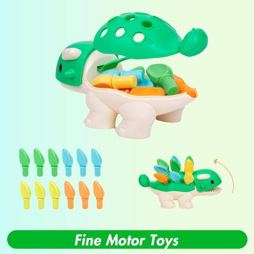 Hirger Spike The Fine Motor Dinosaur: Montessori Baby Sensory Toys for Toddlers 1-3, Preschool Learning Educational Activities, 12  Months Old Birthday Gift