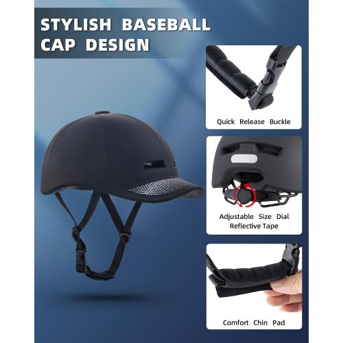Adult Bike Helmet for Men Women,Adjustable Lightweight Baseball Cap Style Cycling Helmet for Commuting, Road Biking, Skating Scooter