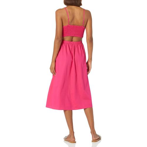 SIZE LARGE The Drop Women's Makenna Strappy Cross-Front Smocked-Back Midi Dress
